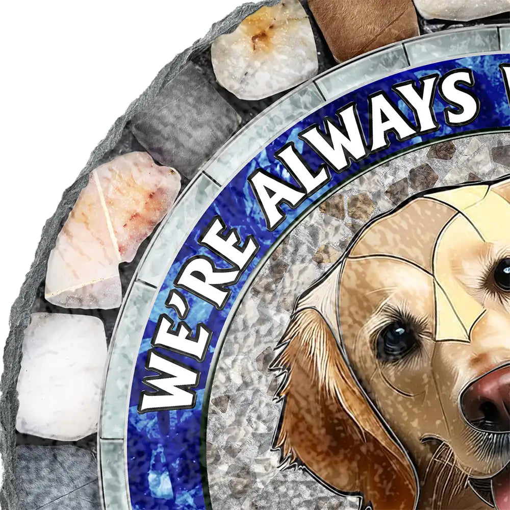 Memorial,Custom Photo,Pet Lovers,Dog Lovers,Cat Lovers - Custom Photo Forever In My Heart - 3D Mosaic Faux Stained Glass Effect Printed, Personalized Circle Memorial Garden Stone