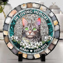 Memorial,Custom Photo,Pet Lovers,Dog Lovers,Cat Lovers - Custom Photo Forever In My Heart - 3D Mosaic Faux Stained Glass Effect Printed, Personalized Circle Memorial Garden Stone