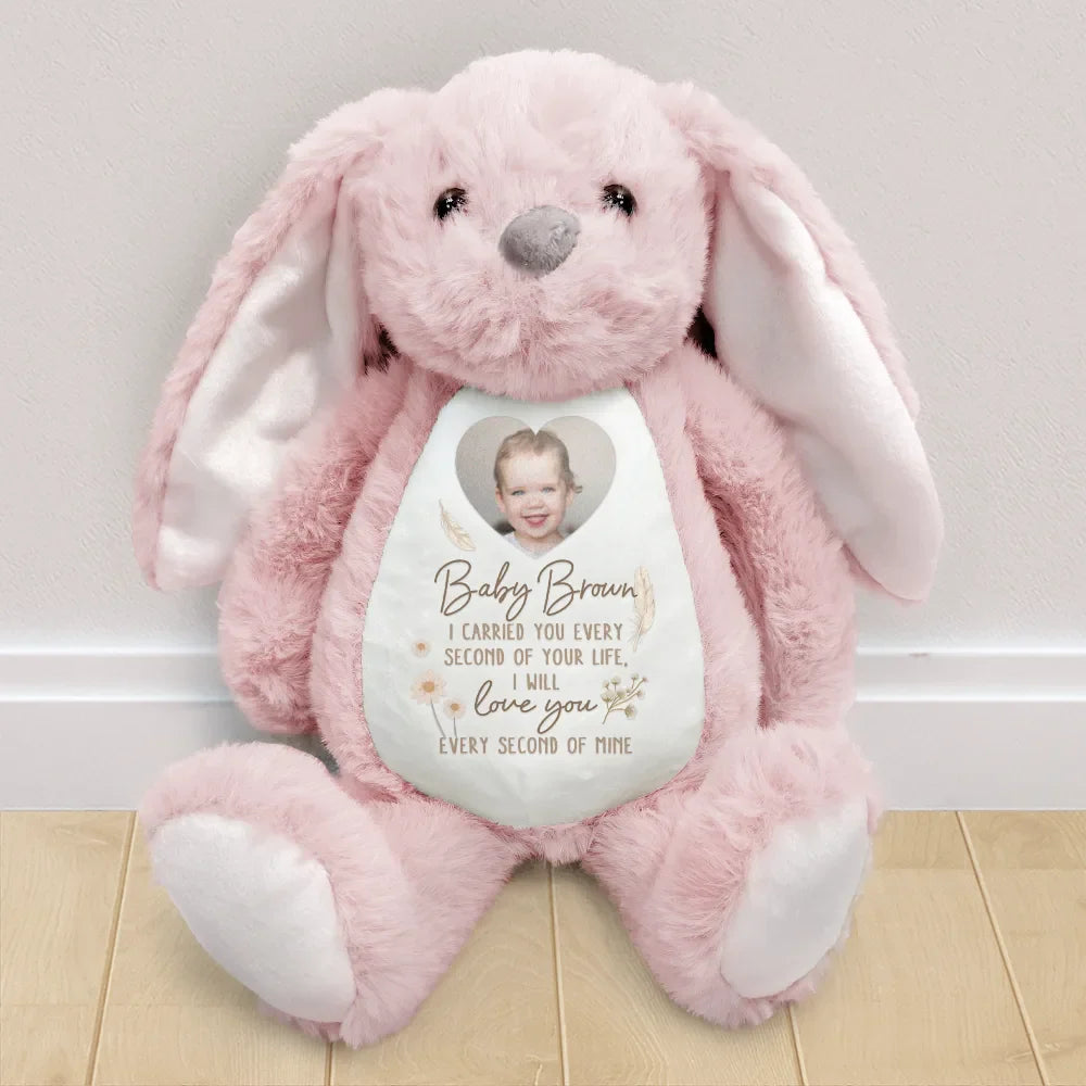 Gift For Grandparents, Parents, Memorial, Sad, Gift For Mother, Gift For Father - Custom Photo Baby Loss I Carried You Every Second Of Your Life - Personalized Soft Toy Bunny