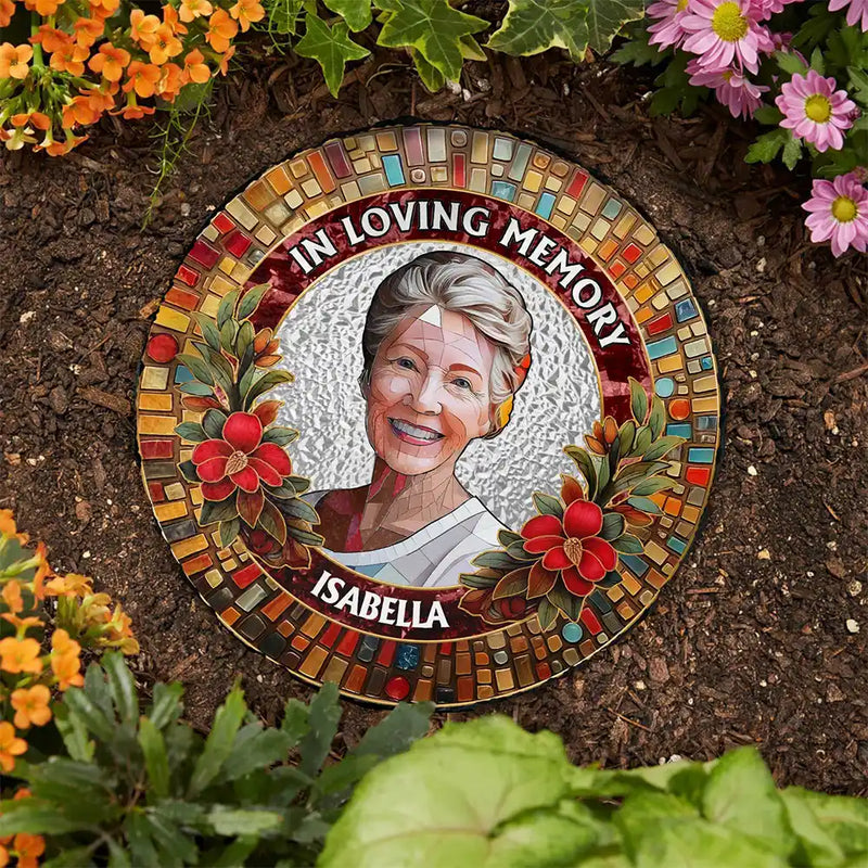 Memorial,Gift For Grandparents,Parents,Family - Custom Photo Mosaic Portrait I'm Always With You Memorial - Personalized Circle Memorial Garden