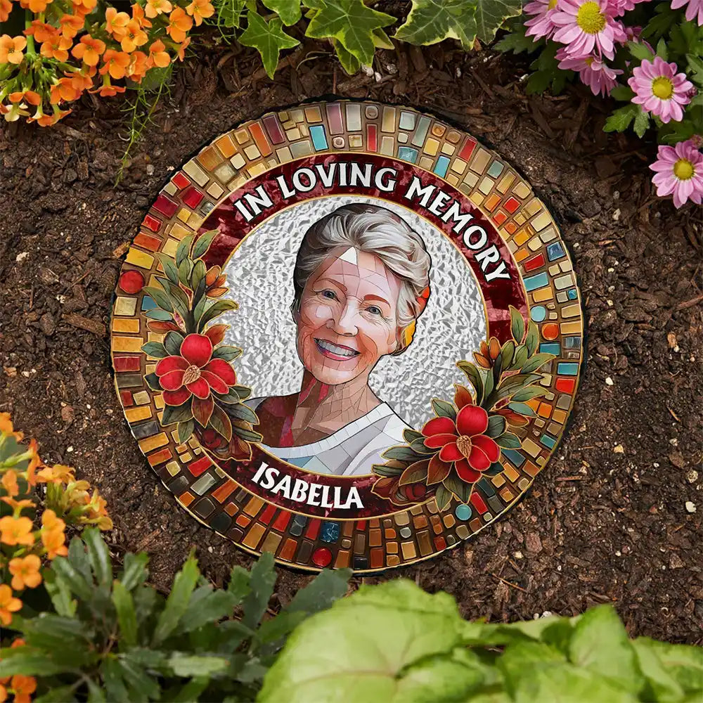 Memorial,Gift For Grandparents,Parents,Family - Custom Photo Mosaic Portrait I'm Always With You Memorial - Personalized Circle Memorial Garden
