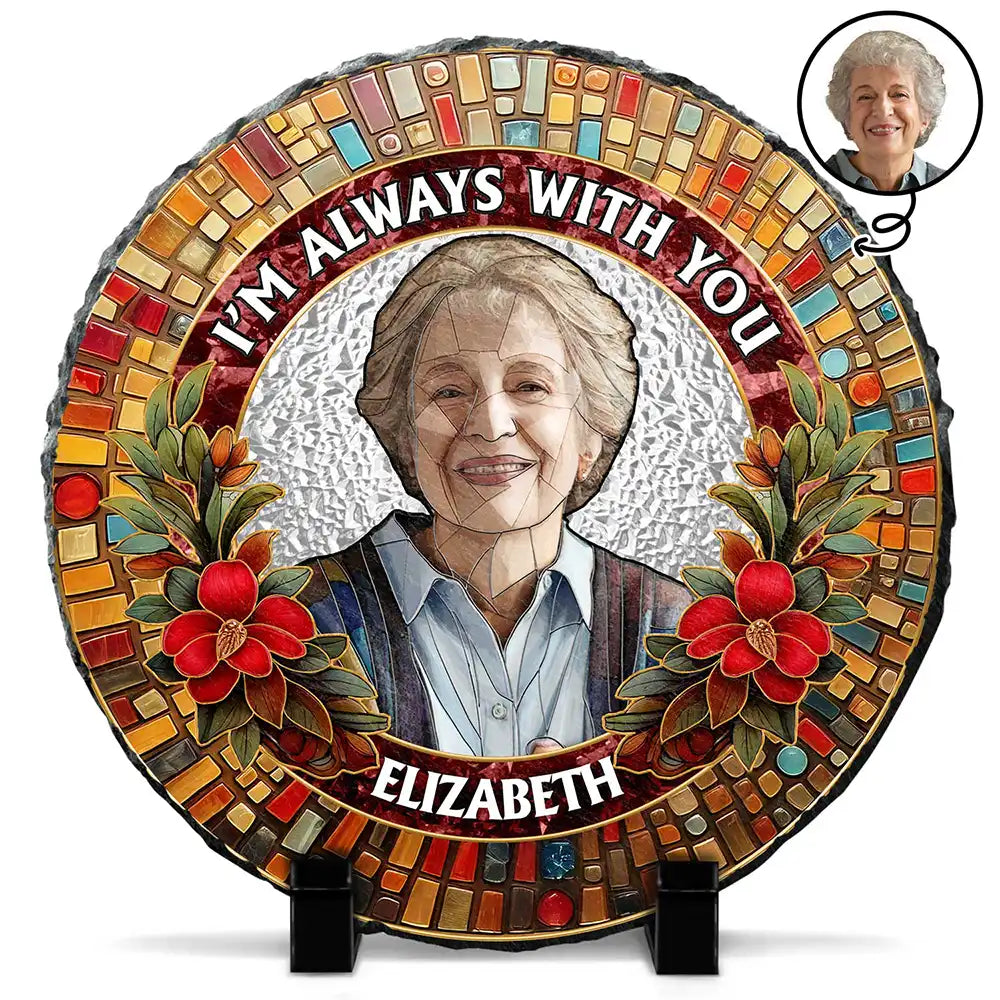 Memorial,Gift For Grandparents,Parents,Family - Custom Photo Mosaic Portrait I'm Always With You Memorial - Personalized Circle Memorial Garden