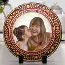 Custom Photo,Memorial,Gift For Grandparents,Parents,Family - Custom Photo Mosaic Portrait Mom Grandma Parents Family - 3D Stained Glass Effect Printed, Personalized Circle Memorial Garden Stone
