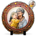 Custom Photo,Memorial,Gift For Grandparents,Parents,Family - Custom Photo Mosaic Portrait Mom Grandma Parents Family - 3D Stained Glass Effect Printed, Personalized Circle Memorial Garden Stone
