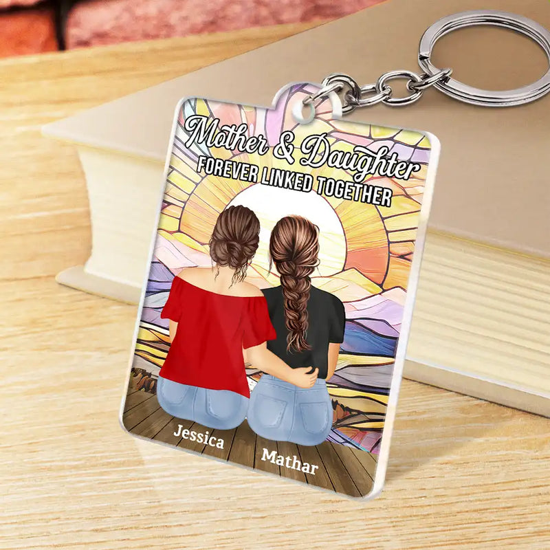 Gift For Mother,Mom,Children - QR Code Mother Daughters Forever Linked Together - Personalized Acrylic Keychain

