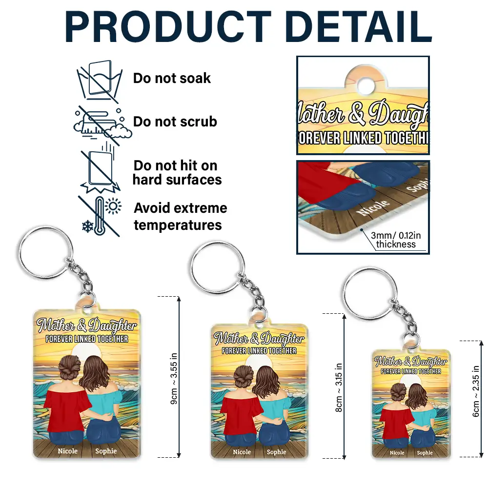 QR Code Mother Daughters Forever Linked Together - Personalized Acrylic Keychain