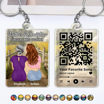 QR Code Mother Daughters Forever Linked Together - Personalized Acrylic Keychain