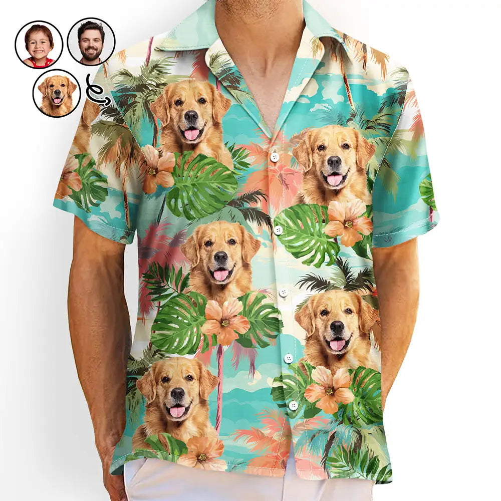 Gift For Father,Summer - Custom Photo Beach Summer Tropical Fun Face Vacation Vibe - Personalized Hawaiian Shirt