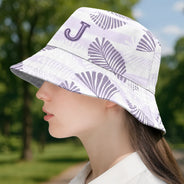 Gift For Yourself,Gift For Women,Gift For Men,Summer,Gift For Kids - Monogram Tropical Pattern - Embroidery Text Effect Printed, Personalized Bucket Hat