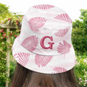 Gift For Yourself,Gift For Women,Gift For Men,Summer,Gift For Kids - Monogram Tropical Pattern - Embroidery Text Effect Printed, Personalized Bucket Hat