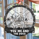 Summer Couple You And Me And The Dogs Toile Art - Personalized Window Hanging Suncatcher Ornament