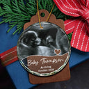 Décoration de Noël personnalisée avec photo de bébé arrivant à l'échographie - Décoration en verre ronde personnalisée 