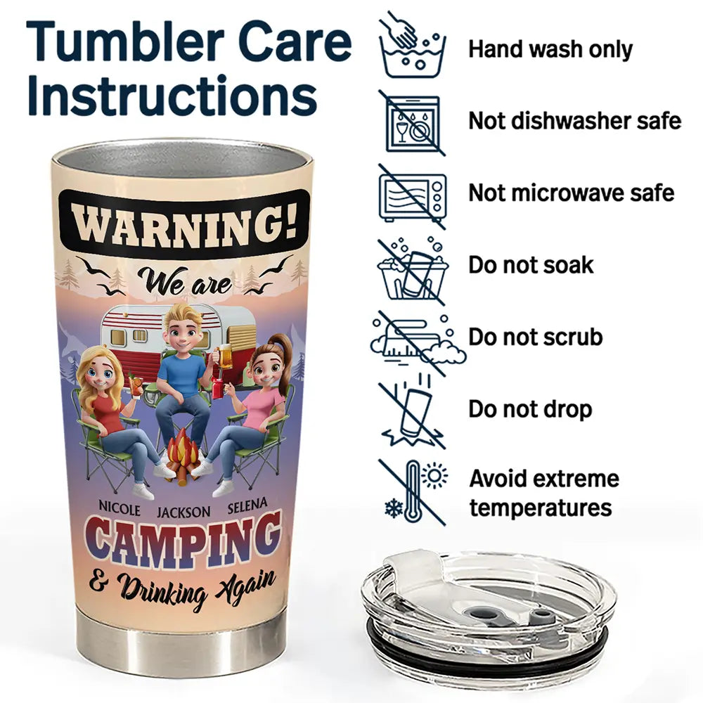 Gift For Women,Gift For Men,Gift For Bestie,Summer,Camping,Happy - We Are Camping & Drinking Again! - Personalized Tumbler