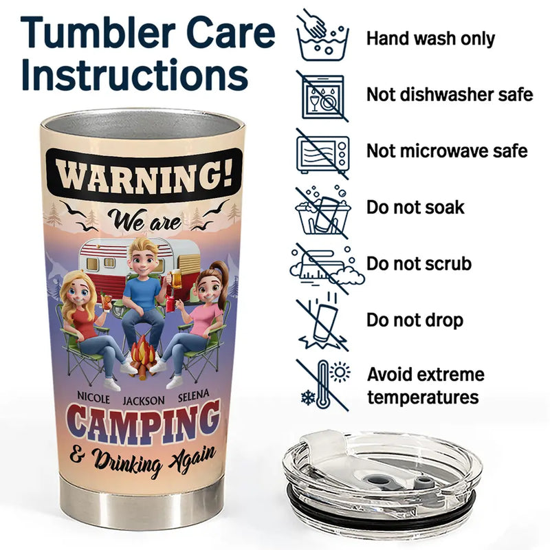 Gift For Women,Gift For Men,Gift For Bestie,Summer,Camping,Happy - We Are Camping & Drinking Again! - Personalized Tumbler