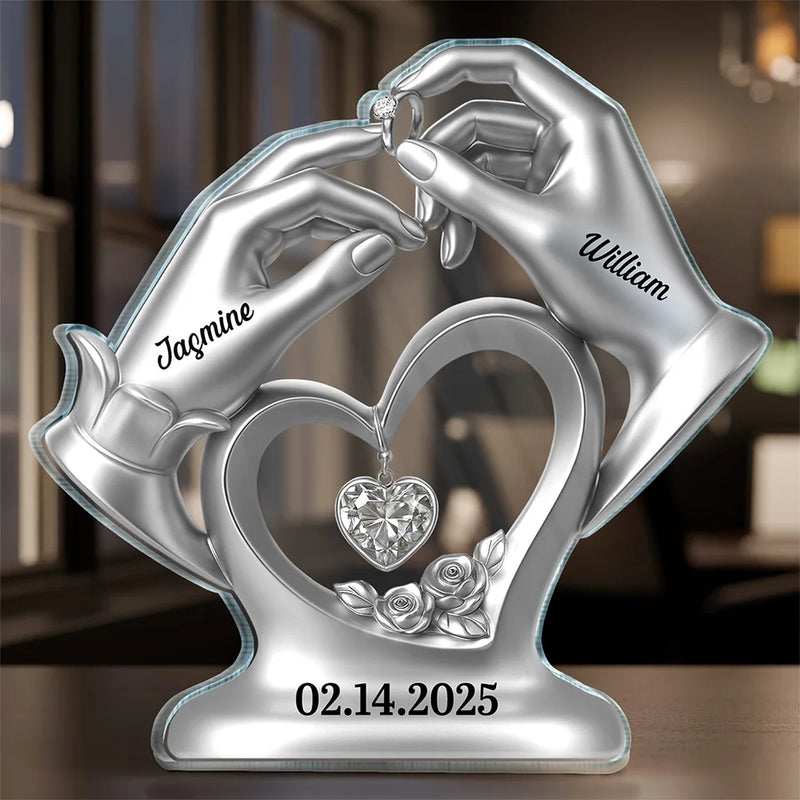 Gift For Couples,Gift For Husband,Gift For Wife,Gift For Boyfriend,Gift For Girlfriend,Happy - Anniversary Wedding Gifts For Couples - 3D Inflated Effect Printed, Personalized Custom Shaped Acrylic Plaque