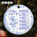 Gift For Yourself,Gift For Women,Happy,Christmas,Christian - God Says I Am Name Letter In Bible Toile De Jouy Flower - Personalized Circle Ceramic Ornament