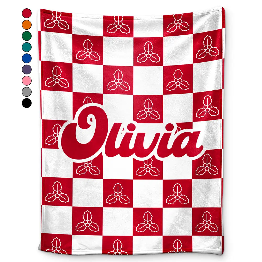 Gift For Yourself,Gift For Women,Gift For Men,Happy - Birth Month Flower Checkered Pattern - Personalized Fleece Blanket, Sherpa Blanket