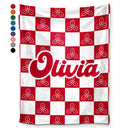 Gift For Yourself,Gift For Women,Gift For Men,Happy - Birth Month Flower Checkered Pattern - Personalized Fleece Blanket, Sherpa Blanket