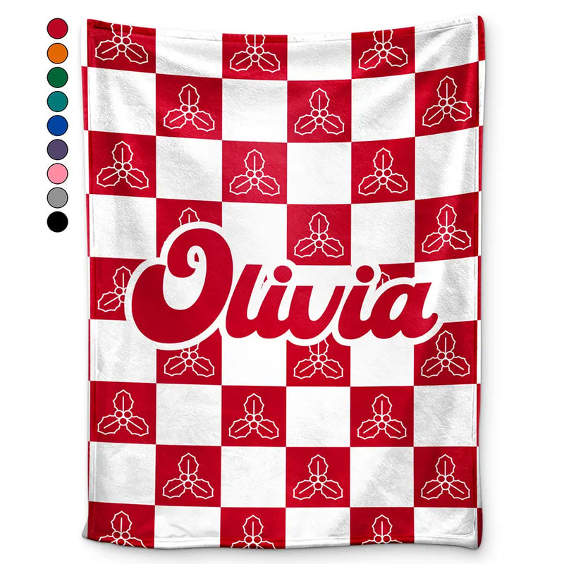 Gift For Yourself,Gift For Women,Gift For Men,Happy - Birth Month Flower Checkered Pattern - Personalized Fleece Blanket, Sherpa Blanket