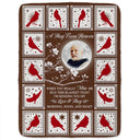 Gift For Yourself,Memorial,Sad,Family - Custom Photo Cardinal Bird A Hug From Heaven - Personalized Fleece Blanket, Sherpa Blanket