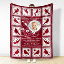Gift For Yourself,Memorial,Sad,Family - Custom Photo Cardinal Bird A Hug From Heaven - Personalized Fleece Blanket, Sherpa Blanket