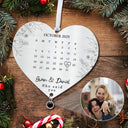 Anniversary,Wedding Anniversary,Love,Gift For Couples,Engaged,Christmas - Custom Photo Calendar First Christmas Married Engaged Newlywed - Personalized Custom Shaped Photo Projection Ornament