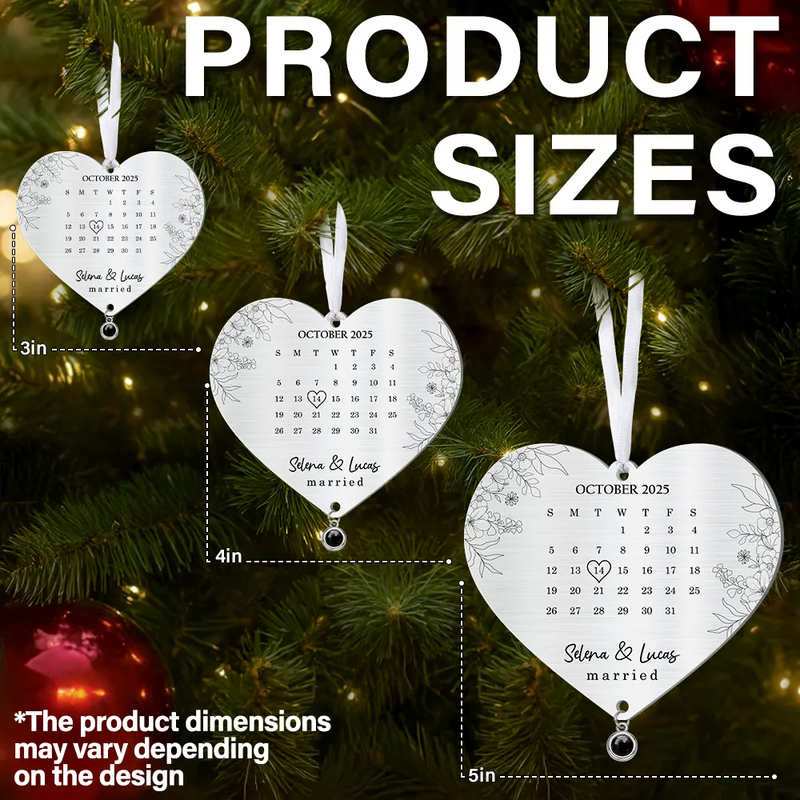 Anniversary,Wedding Anniversary,Love,Gift For Couples,Engaged,Christmas - Custom Photo Calendar First Christmas Married Engaged Newlywed - Personalized Custom Shaped Photo Projection Ornament
