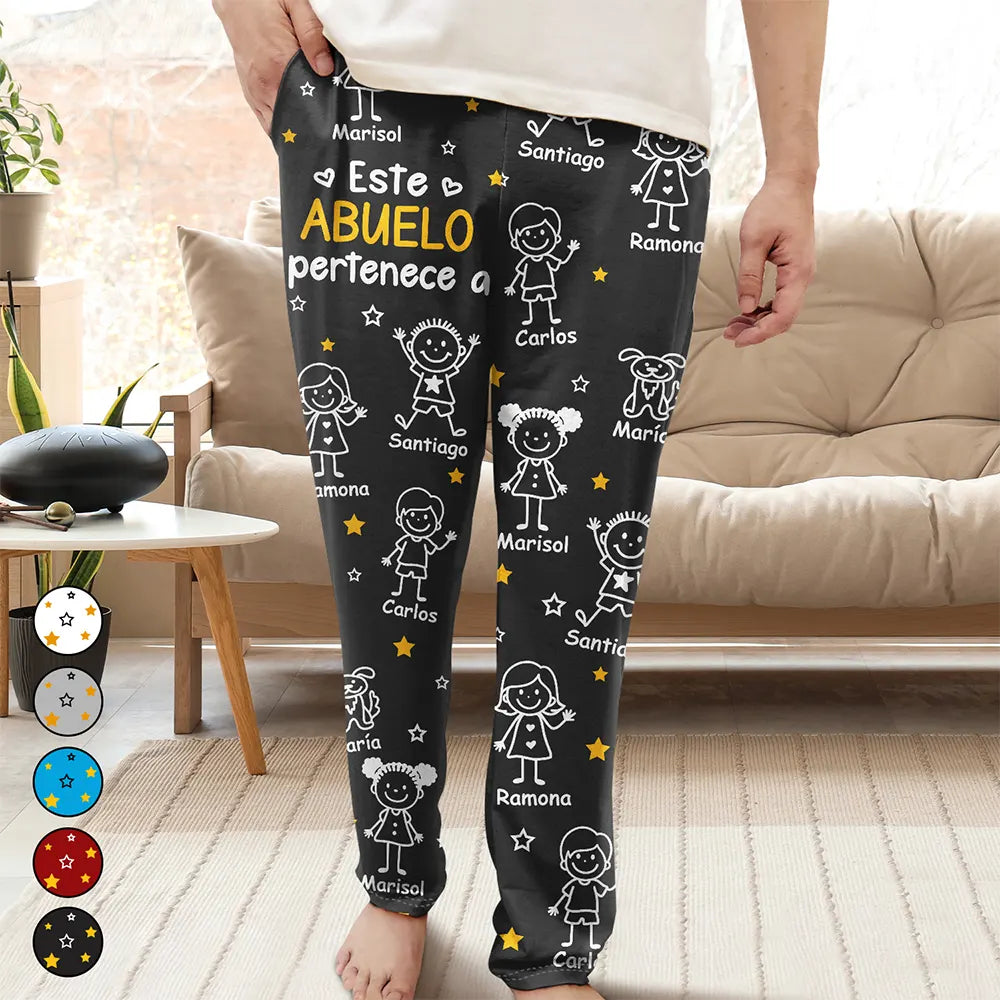 Este Abuelo Esta Abuela Este Papá Esta Mamá Pertenece A - Pantalón De Pijama Personalizado