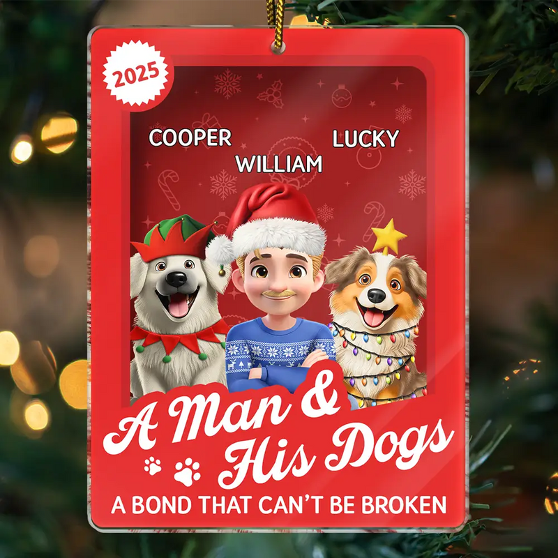 Pet Lovers,Pet Mom,Pet Dad,Dog Lovers,Dog Mom,Dog Dad,Happy,Christmas,Top Market - A Girl & Her Dogs Unbreakable Bond Toy Box - Personalized Custom Shaped Acrylic Ornament