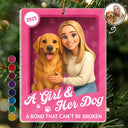 Pet Lovers,Pet Mom,Pet Dad,Dog Lovers,Dog Mom,Dog Dad,Happy,Christmas,Top Market - Custom Photo 3D Effect Figure Art A Girl & Her Dogs Unbreakable Bond - Personalized Custom Shaped Acrylic Ornament