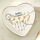 Gift For Women,Gift For Mother,Gift For Grandma,Love - 3D Metal Effect Birth Month Flowers Grandmas Moms Garden - Personalized Heart Ring Dish