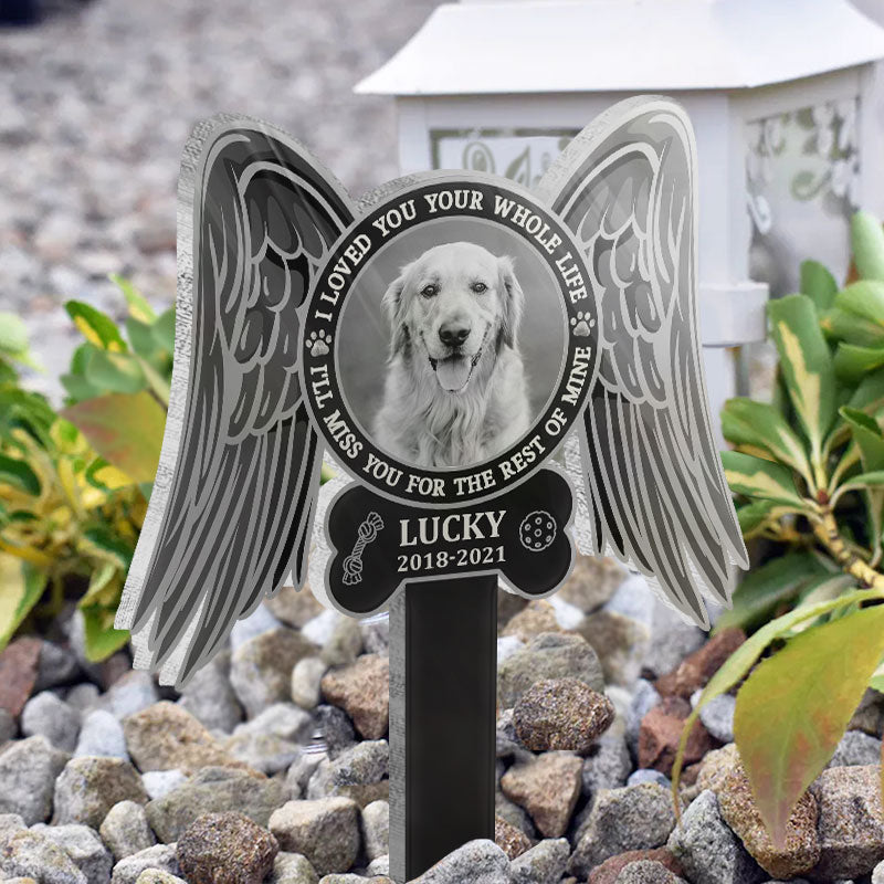 Miss You For The Rest Of Mine - Pet Memorial Gift - Personalized Custom Wings Acrylic Plaque Stake