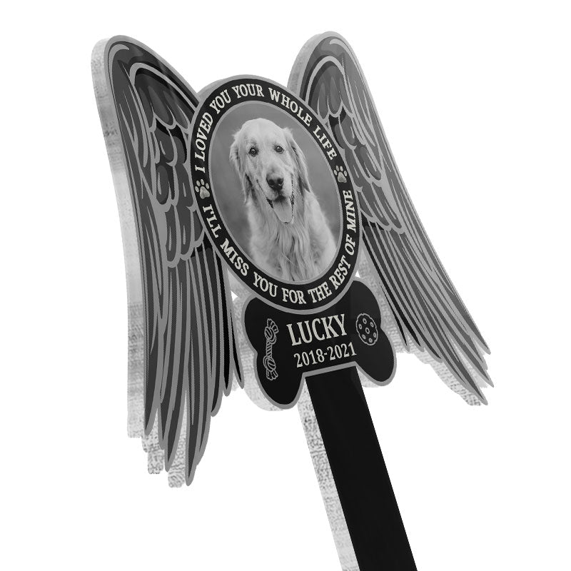 Miss You For The Rest Of Mine - Pet Memorial Gift - Personalized Custom Wings Acrylic Plaque Stake