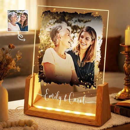 Custom Photo Mother And Daughters Forever Linked Together - Personalized Night Light