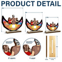 Grandma Mom And Children Sitting On The Moon - Personalized Custom Shaped 2-Layered Wooden Plaque