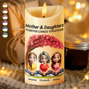 Gift For Mother,Mom - Daughters (Adult),Happy - Mother Daughter Under The Tree Forever Linked Together - Personalized Flameless LED Candle