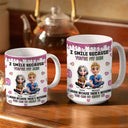 Gift For Mother,Gift For Daughter,Mom - Daughters (Adult),Happy,Vector - I Smile Because You Are My Daughter Glitter Pink - Personalized White Edge-to-Edge Mug