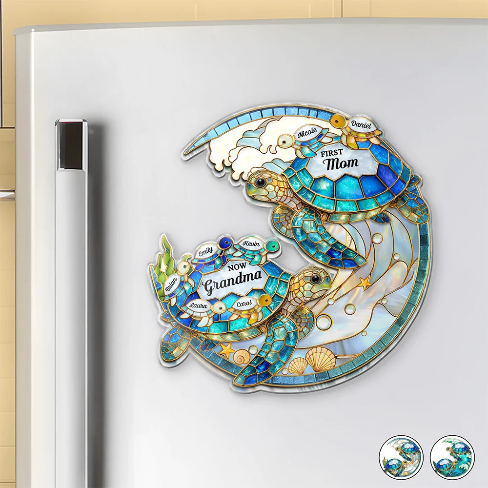 First Mom Now Grandma Turtle - Personalized Acrylic Magnet