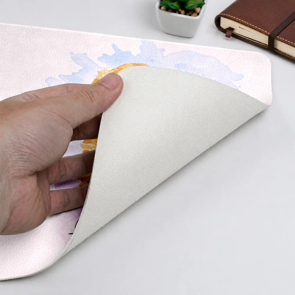 Gift For Yourself,Gift For Women,Gift For Men,Dog Lovers,Pet Lovers,Cat Lovers,Officer,Dog Mom,Dog Dad,Non-Eng,Photo - Watercolor (remove BG),Cozy - Custom Photo Realistic Watercolor Art Portrait Cat Dog Pet - Personalized Leather Desk Mat