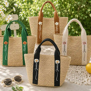 Gift For Yourself, Gift For Women, Summer, Adorable, Icon - Birth Month Flower With Name - Personalized Straw Beach Bag