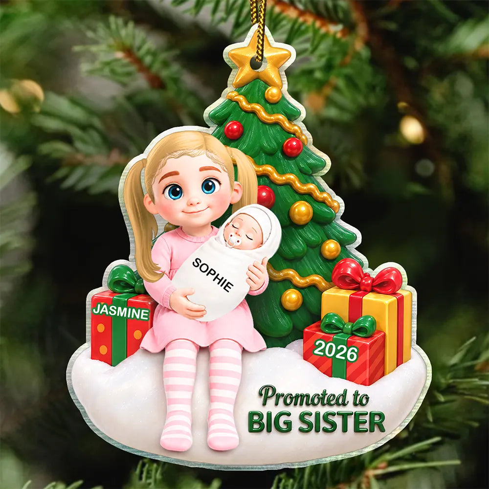 Adorable,Christmas,Gift For Kids,Vector - Baby First Christmas Gift For Big Brother Or Sister - Personalized Acrylic Ornament
