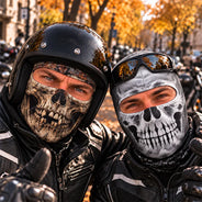 Christmas,Confident,Icon,Motorcycle - Winter Cool Gift For Friends, Biker, Skier - Personalized Realistic Skull Scarry Face Balaclava Face Mask