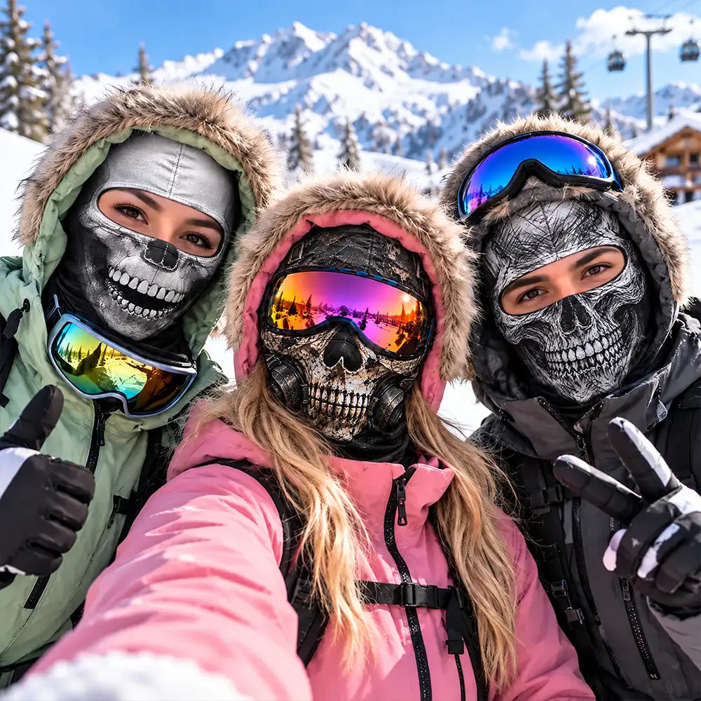 Christmas,Confident,Icon,Motorcycle - Winter Cool Gift For Friends, Biker, Skier - Personalized Realistic Skull Scarry Face Balaclava Face Mask