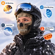 Christmas,Confident,Icon,Motorcycle - Winter Cool Gift For Friends, Biker, Skier - Personalized Realistic Skull Scarry Face Balaclava Face Mask