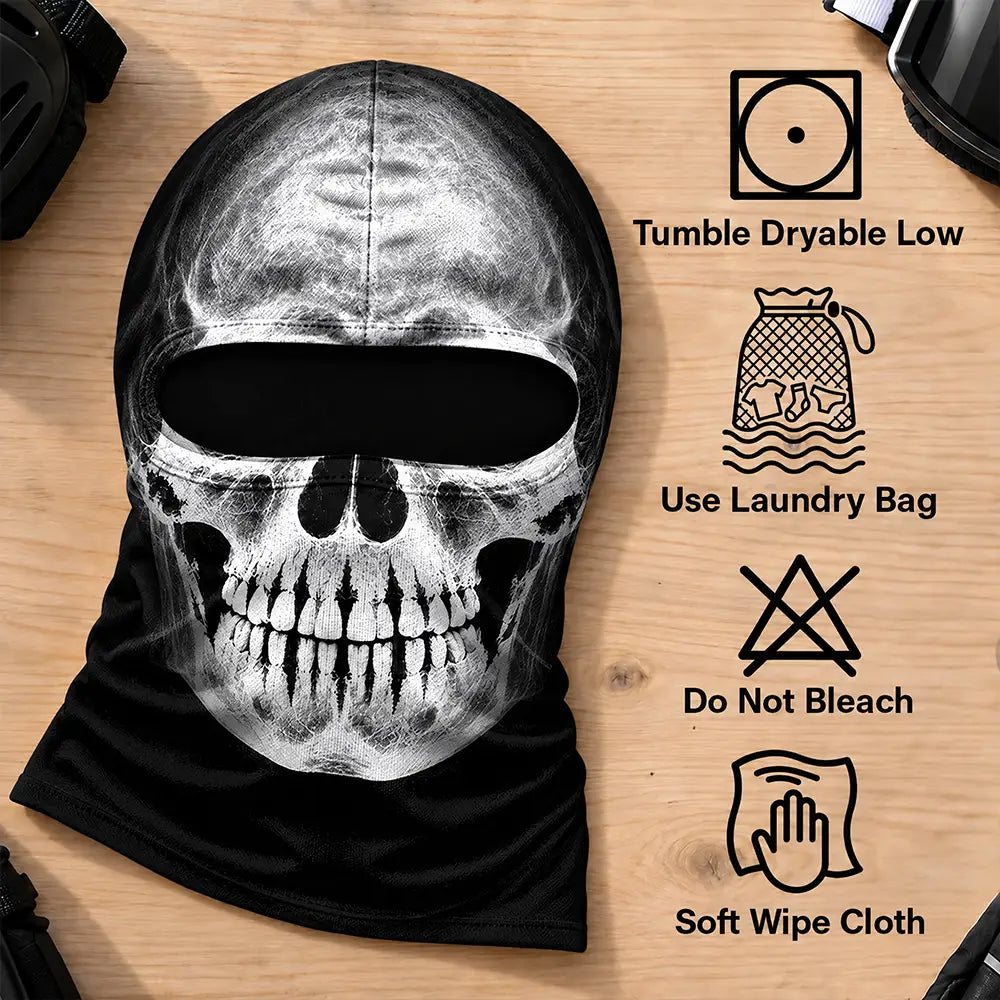 Christmas,Confident,Icon,Motorcycle - Winter Cool Gift For Friends, Biker, Skier - Personalized Realistic Skull Scarry Face Balaclava Face Mask
