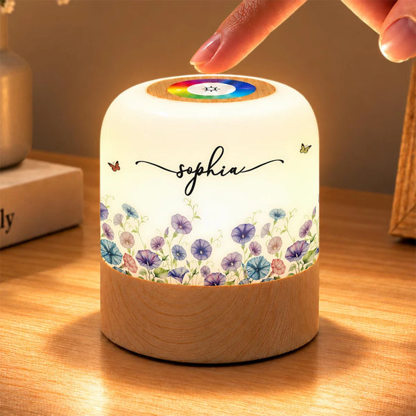 Birthday Gift For Her, Granddaughter, Daughter, Wife - Personalized Watercolor Birth Flower Touch Night Light