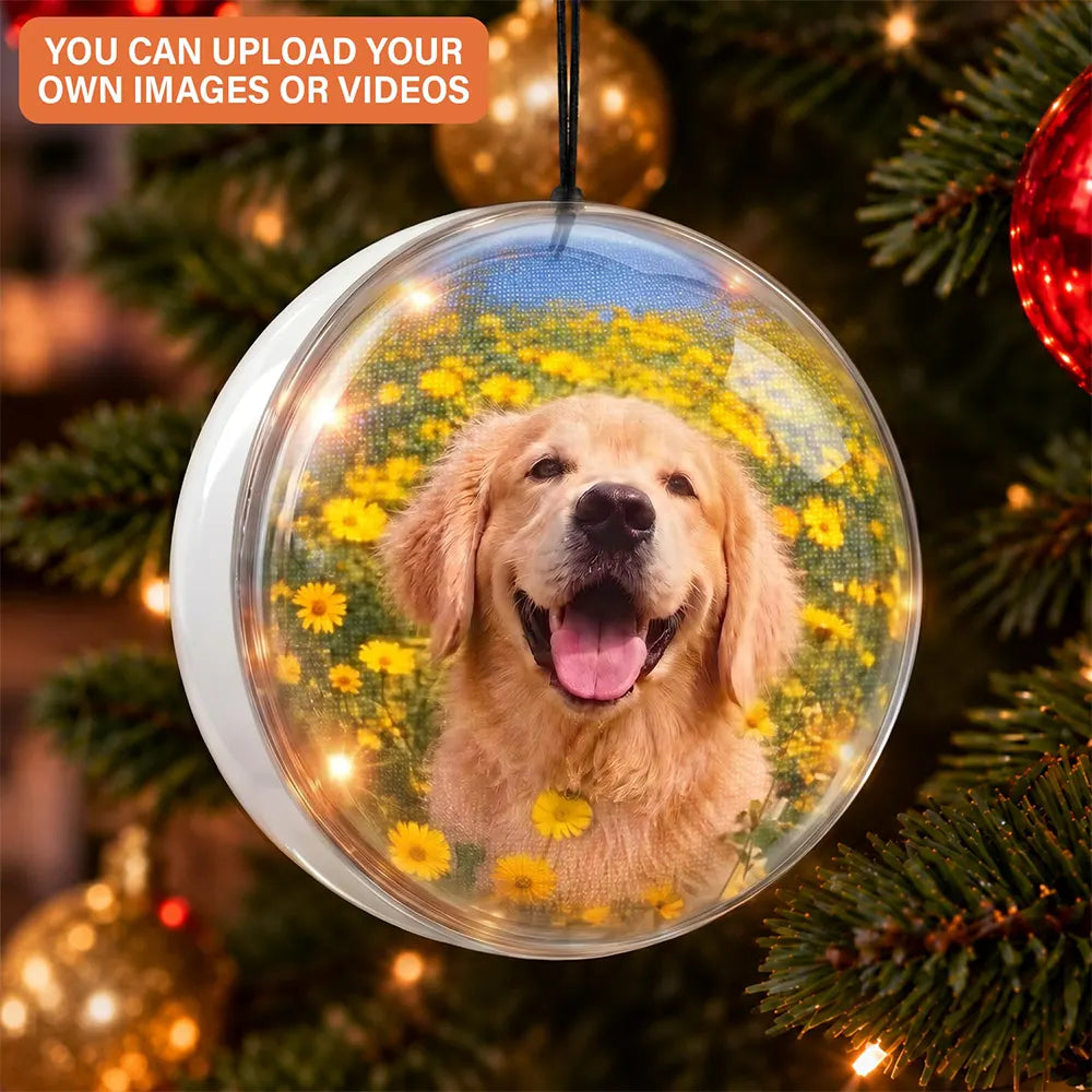 Christmas,Gift For Yourself,Gifts For Her,Gifts For Him,Memorial,No Custom,Sympathetic - Pet Memorial Forever My Family - Christmas Bauble, Table Decor Video Clear Ball