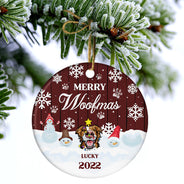 Joyeux Noël ! Cadeau de Noël pour les amoureux des chiens ! Ornement en céramique personnalisé en forme de cercle.