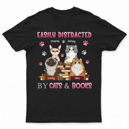 Distrait par un chat - Cadeau pour les amoureux des chats - T-shirt personnalisé