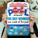 Famille Les meilleurs souvenirs se créent à la piscine - Panneau de jardin de piscine - Panneaux métalliques classiques personnalisés